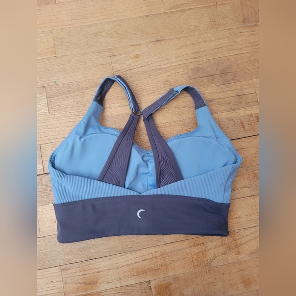 Zyia Active Storm Parallel Luxe Blue Ribbed Adjustable Sport Bra, Size Small - Picture 5 of 10